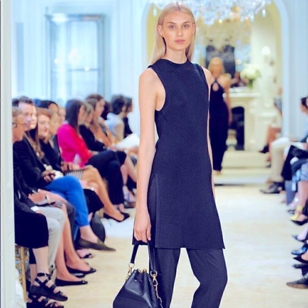 Ralph Lauren Resort 2015 Navy Silk Knit Sleeveless Tunic Sweater